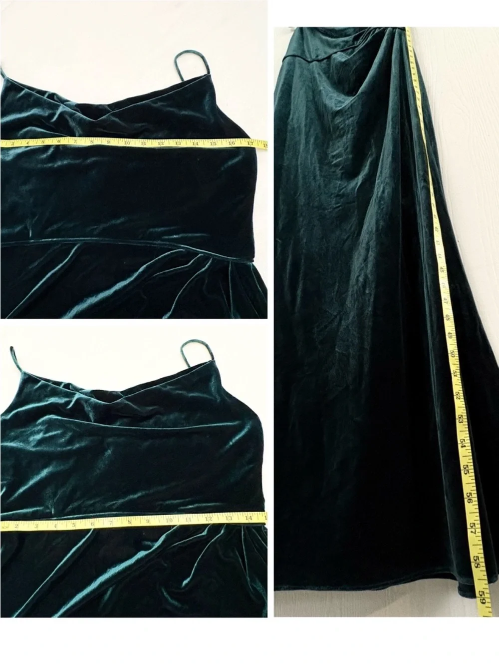 Adrianna Papell Emerald Green Velvet Cowl Neck Maxi Dress